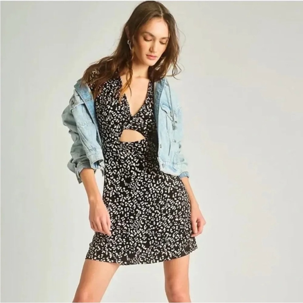 Free People Marsaille Black and Ivory Cutout Mini Dress NWT!